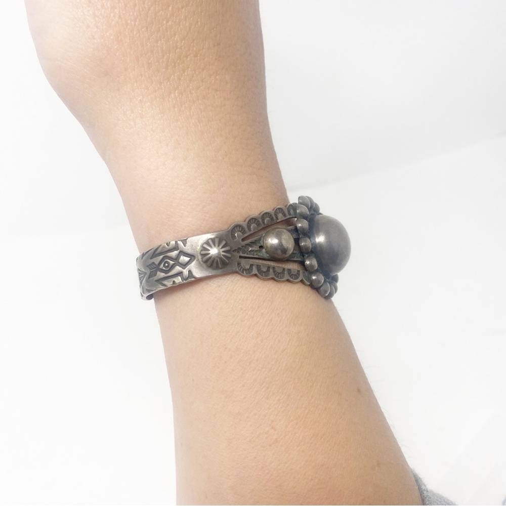 658 Vintage Fred Harvey Era Silver Ingot Cuff Bracelet - Picture 7 of 12